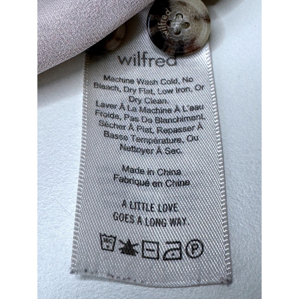 WILFRED Aritizia Henrietta Sheer Crop Blouse LG Snake Print Tans Career Wear LS - Picture 7 of 8